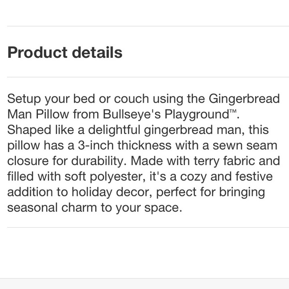 ✨ FIRM✨ Target Bullseye’s Playground Christmas Holiday Gingerbread Throw Pillow - Picture 2 of 9